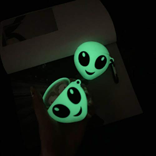 Oqplog For Airpod 2/1 For Airpods Case 3D Cute Fun Cartoon Fashion Funny Character Air Pods 2&1 Cover Design For Men Girls Women Teen Boys Unique Kawaii Trendy Soft Silicone Cases – Luminous Alien #TOP3