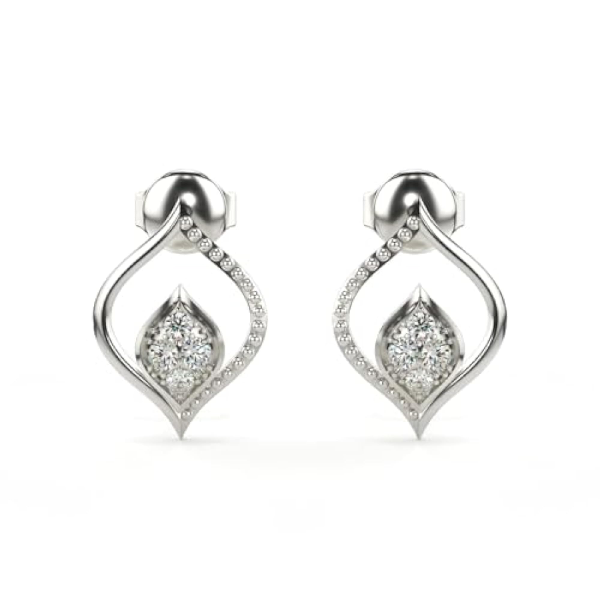 Women's Stylish White Lab Grown Diamond 0.18cts Sterling Silver Earrings