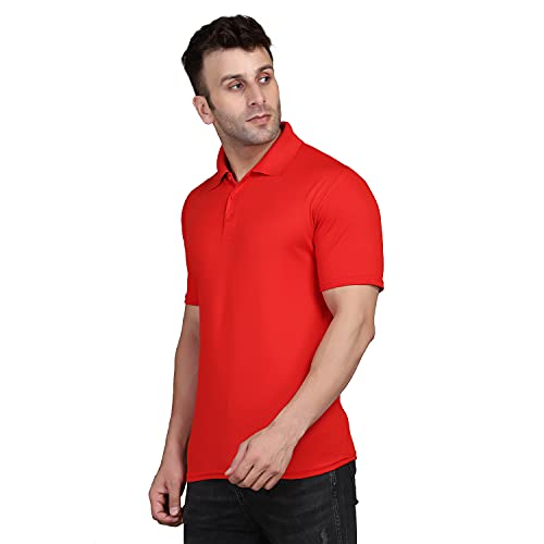 Image of INKKR Men's Combo Polo Neck Polycotton Solid T-Shirt (Pack of 2) Red-Sky