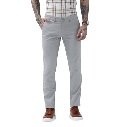 Image of BASICS Premium Cotton Stretch Formal Trousers for Men | Office Pants