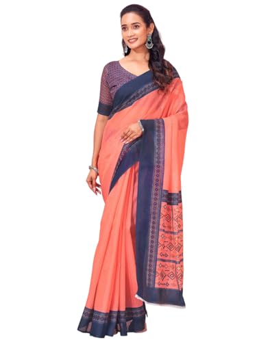 Image of Satrani Women's Chanderi Printed Saree with Unstitched Blouse Piece