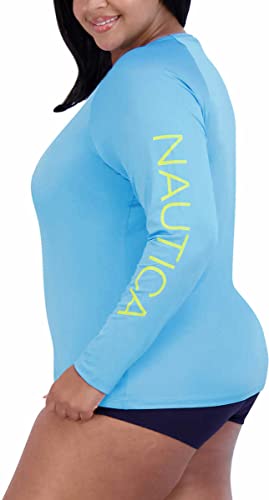 Image of Nautica Women's Long Sleeve Rashguard - Quick-Dry, UPF Protection, Swim Shirt, Pool, Beach, Hiking, Yoga, Volleyball