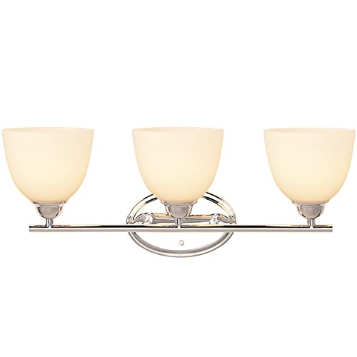 Image of Aspen Creative 62227, Three Metal Bathroom Wall Light, 24 inch Wide, Transitional Design in Chrome Vanity Fixture