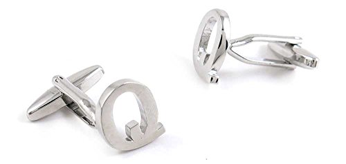 1 par de mancuernillas para hombre letra Q plateadas