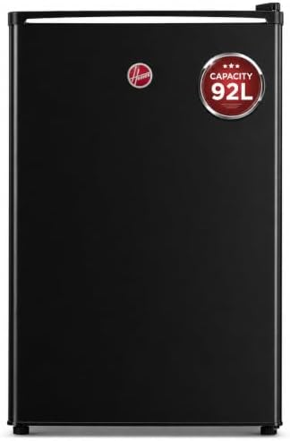 Hoover 92L Compact Single Door Refrigerator with Freezer Compartment, Adjustable Temperature Control, Reversible Door, Mini Fridge for Bedroom, Office & Hotel, 1 Year Warranty,Black – HSD-K92-B