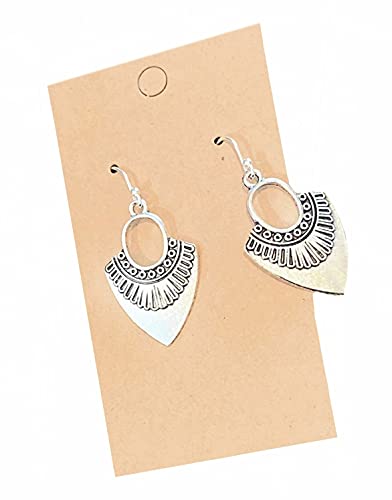 Arrowhead Shape Scallop Charm on Sterling Silver Earrings