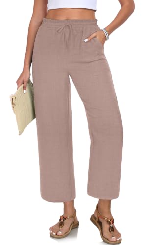 Image of EDUWU Women Casual Pants Loose High Waist Cropped Palazzo Beach Pants Summer Outfits 2026 Trendy