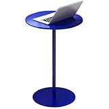 Failjierue Mesa De Bar Redonda De Cócteles Azul con Base De Metal, Mesa Alta De Bistró, Mesa De Comedor Pequeña para Cocina Y Sala De Estar.(60x72cm)