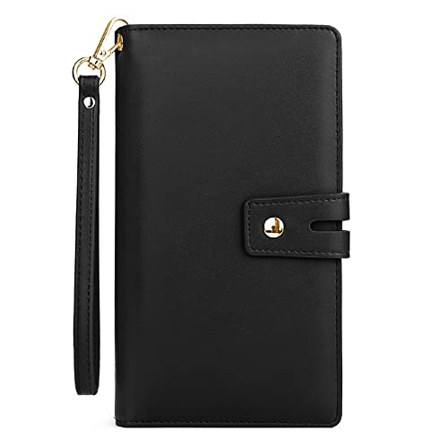 Uromee Wallet Women Vegan LeatherLarge Ladies Card Wristlet Purse Clutch Detachable Checkbook Holder