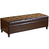 Christopher Knight Home Tufted Bonded Leather Ottoman Storage Bench, Brown