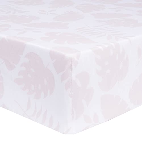 Image of Trend Lab Palm Leaves Cotton Fitted Crib Sheet Set for Baby Nursery, Fits Standard Crib Mattress 28 in x 52 in, Fully Elasticized, 8-inch Pockets