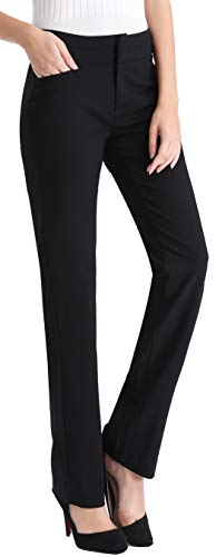 MOVING DEVICE Women's Dress Pant Wear to Work, Stretch Bootcut PantWomen's Dress Pant with Side Pockets, Straight Leg Pant Wear to Work, Zipper Closure Black