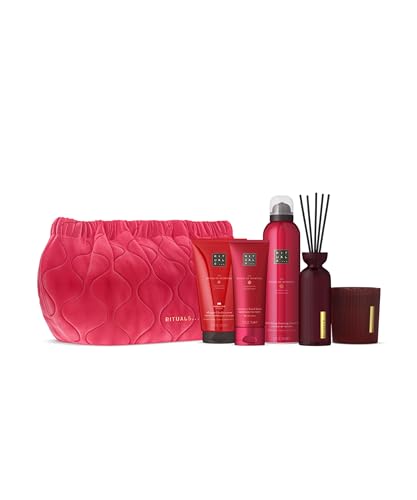 RITUALS The Ritual of Ayurveda, Cofre de Regalo Grande – Cuidado corporal y del hogar con rosa de la India y aceite de almendras dulces, incluye neceser – Caja de regalo con propiedades equilibrantes