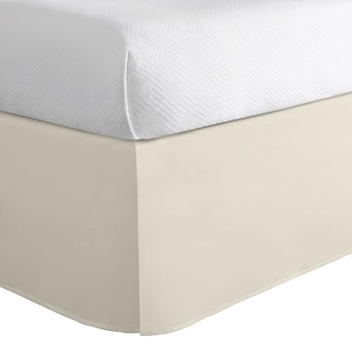 TodaysHome Cache-sommier Classique sur Mesure, Design en mélange de Coton, Longueur de Chute de 35,6 cm, lit Double, Ivoire