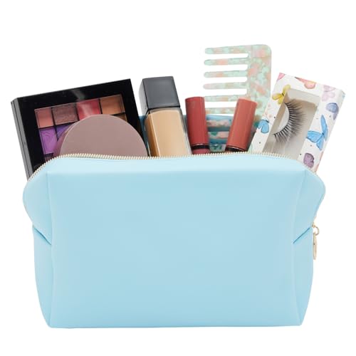 3 Pack Faux Leather Makeup Bag with Zipper, Travel Cosmetic Pouches (3 Pastel Colors)4