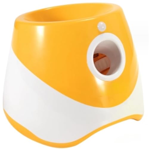 GrnArt プラスチック犬自動ボール投げ小型犬用 中型犬用 犬ボール投げ犬自動ボール投げ インタラクティブペットボール投げ 屋外屋内ボール投げゲーム屋外テニスボール投げトレーニングペットボール投げテニスボール発射家庭用 (イエロー,プラスチックボール9個