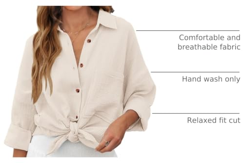 Image of NOLLSOM Casual Shirts for Women Long Sleeve Button Down Blouses Fall 2026 Solid Color Trendy Tops with Pocket