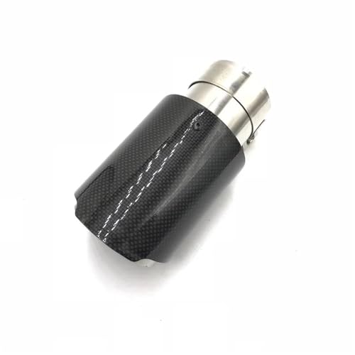 Embout d'échappement aspect carbone brillant et structure inox argenté droit universel 114mm