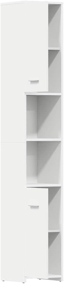 Tall Bathroom Cabinet White Engineered Wood with Matte Finish 11.8 x 11.8 x 72.2 in Storage for Bathroom Vanity Combo and Minimalist Vanity Set
