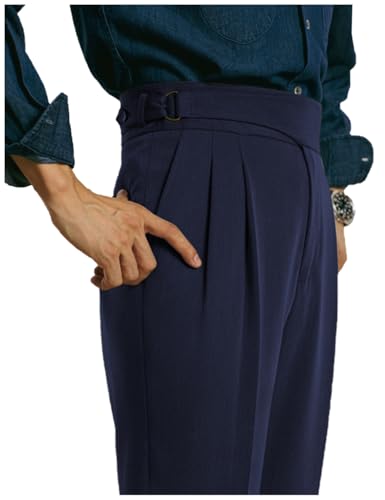 Mens Dress Pants Classic Gurkha Lightweight Pants Groomsmen Slacks Casual Work Trousers