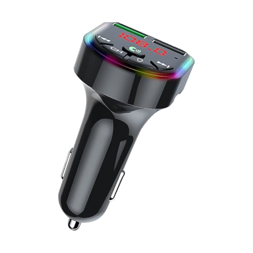 ALCXAZS Reproductor de MP3 para Coche, Tarjeta TF inalámbrica sin pérdidas, transmisor estéreo, Adaptador de navegación Audio LED, Cargador USB Dual portátil
