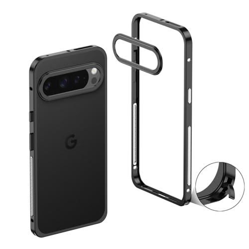 WKeAiKeQing Aluminum Alloy Bumper Case for Google Pixel 10 Pro XL /10ProXL, Metallic Cooling Frame with Vents, Modern Minimalist Style (Black, Google Pixel 10 Pro XL)