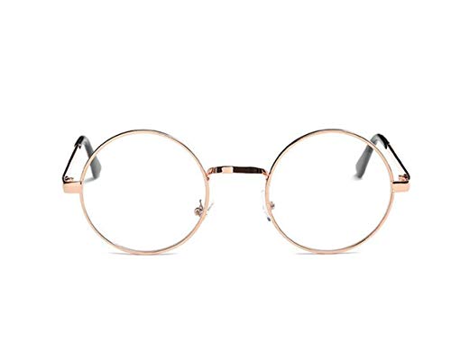 Lovef Large Oversized Metal Frame Clear Lens Round Circle Vintage Eye Glasses 5.42Inch (Rose Gold) #TOP1