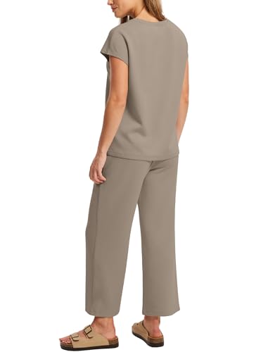 Image of Sampeel Two Piece Sets for Women Summer Vacation Outfits Cap Sleeve Tops Lounge Matching Sets Clothing Beach Fashion Clothes