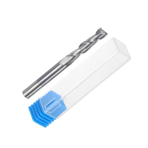 Image of uxcell Carbide Square End Mill, 3 /8 inch Diameter Uncoated 2 Flutes Milling Bit Cutter, for Aluminum Copper Non-Ferrous Metal, 3 /8 inch Shank 2 inch Cut Length 4 inch Extra Long