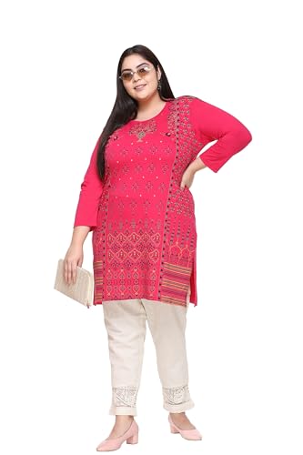 Image of In Love Women's Plus Size Printed Long Tops, Round Neck 3 /4 Sleeve Relaxed Fit Longline T-Shirt Tunic
