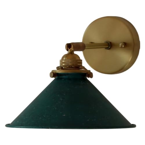 DLHH Aplique de Pared Industrial de latón Ajustable, lámpara de Pared con Acabado Envejecido, Pantalla cónica, Apliques de Pared de Aluminio Vintage de Estilo rústico para Dormitorio, m