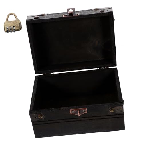 Happyyami Wooden Keepsake Box Jewelry Storage Box Vintage Trinket Chest Lockable