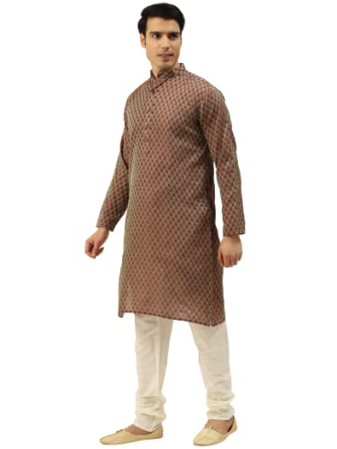 Image of SOJANYA (Since 1958, Men's Silk Blend Grey Kurta Pyjama & Silk Blend Jacket Combo