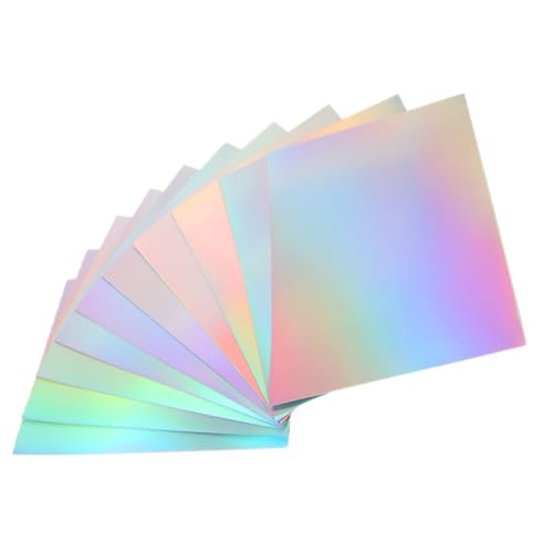 Hohopeti 10 hojas Papel de Scrapbook Holográfico para Manualidades DIY Papel de Tarjeta Metalizado Arcoíris para Decoración y Tarjetas