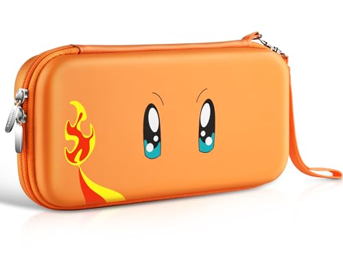 ivoler Carrying Case for Nintendo Switch and NEW Switch OLED Model(2021),Portable Hard Shell Pouch Carrying Travel Game Bag for Switch Accessories Holds 10 Game Cartridge (Orange)