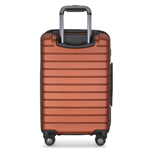 Image of Traveler's Choice Archer Polycarbonate Hardside Spinner Luggage Set, Tie Down Straps, Orange, Carry-On 21-Inch