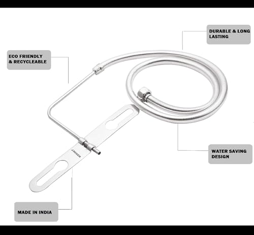 Image of JAGGER JAG207 304 Stainless Steel Jet Spray | Hands-Free Jet Spary for Toilet Seat | Silver (American, 1.5 Meter)