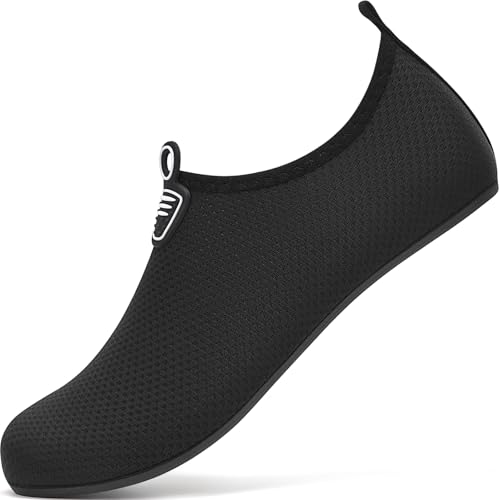 sportvibe Water Shoes Beach Shoes Lightweight Barefoot Aqua Quick Dry Breathable Swim for Women Men Surfing Running Driving Pool Yoga (Black 9 UK/43 EU)