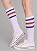 Pareberry Classic Triple Stripes Soft Cotton On the Calf Retro White Tube Socks (A-pair(Blue/Red/White))