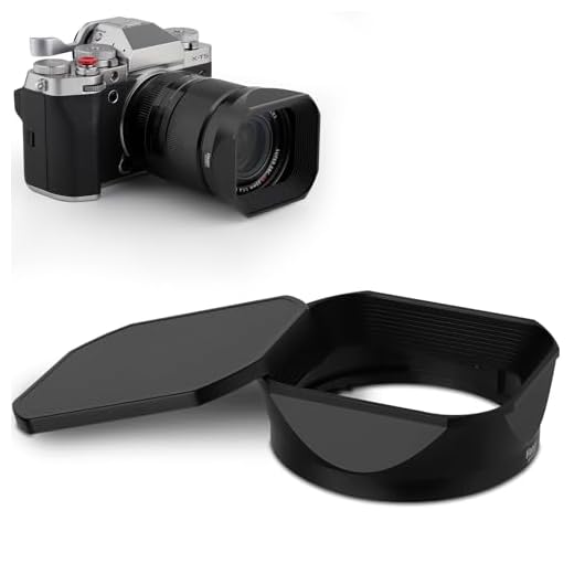 Haoge Quadratische Gegenlichtblende aus Metall für Fujifilm XF 16-50 mm F2.8-4.8 R LM WR, Fujinon XF 33 mm F1.4 R LM WR, Fuji XF 23 mm f/1.4 R LM WR Objektiv, mit einer Haube auf XT5 XT4 XT50 XH2