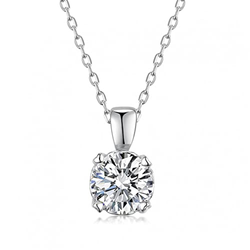 Collier rond moissanite de 6.5mm, le cadeau idéal plaqué blanc 18 carats
