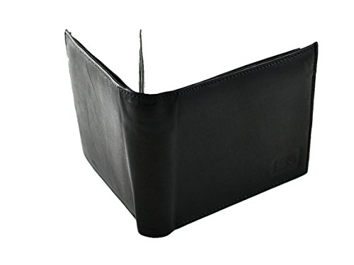 Men's Wallet Genuine Cowhide Leather, Bi-foldwith 20 Cards Slot, Black4