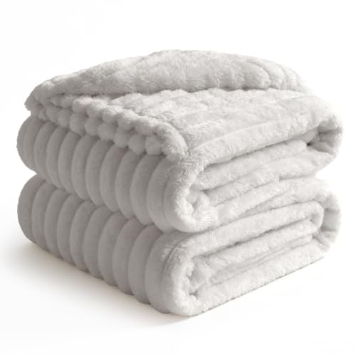 Image of BEDELITE Ribbed Full Size Blanket for Bed, Light Grey, 84 inchx90 inch