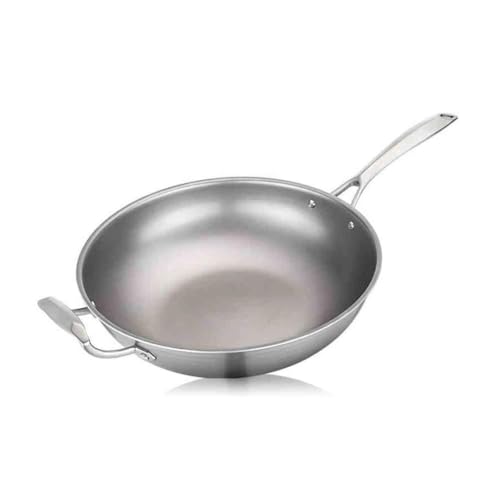 Wok de fondo plano de titanio, ligero y resistente