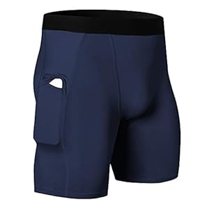 Yuerlian Mens Compression Shorts Running Workout Athletic Base Layer Shorts Cool Dry Gym Sports Training Pants with Pocket