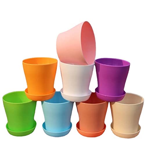 ZESLIV Macetas De PláStico para Plantas, 5 Uds, para Interior, Oficina, Casa, Escritorio con Bandejas/Paletas Cover