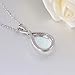 CiNily Pendant Necklace for Women, 14K White Gold Plated Created White Opal Pear Pendant with Chain, Gemstone Necklaces Opal Jewelry Gift for Wedding Christmas Birthday