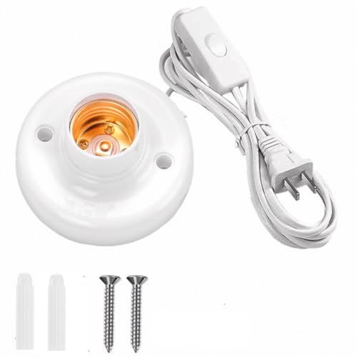 ? Light Bulb Socket with Cord,E26/ E27 Lamp Base Desktop 25ft Light Socket with Cord Light Bulb Base E26/ E27 Lamp Base Desktop 25ft Include Screw Cord On/Off Switch Hanging,Light Socket with Cord