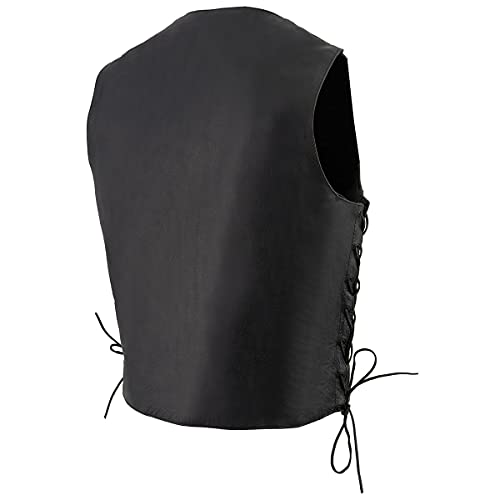 Image of Milwaukee Leather Men's Premium Leather Western Style V-Neck Motorcycle Rider Vest with Front Snap Closure |LKM|ML|SH