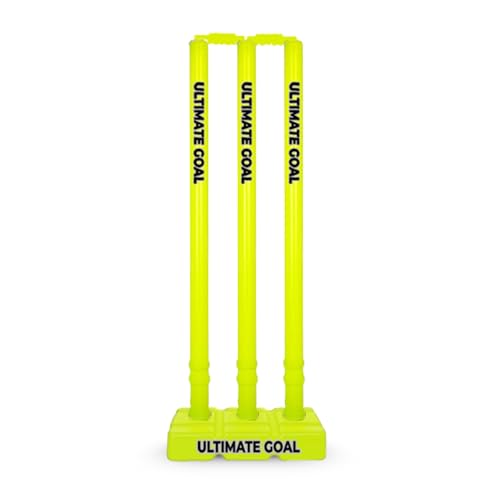 Image of UG Sports Strong Plastic Cricket Stumps Set with Base & Bails | Durable, Portable & Ideal Wickets for Practice, Match, and Training (Green)